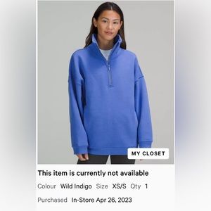 XS/S Oversized half zip lulu sweater